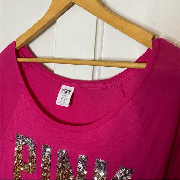 Victoria’s Secret PINK : size M : fuchsia hot pink sequin pullover top 💕 - Picture 3 of 6